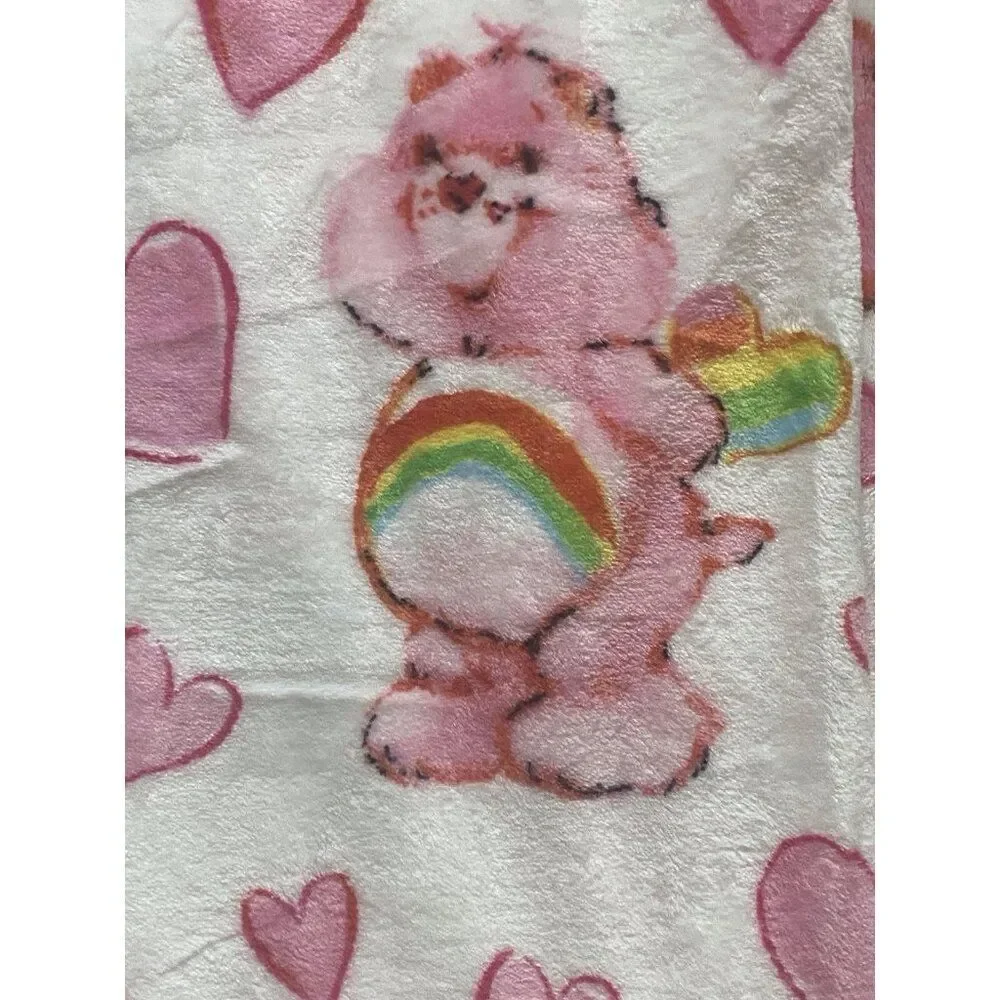 Care Bears Soft Plush Throw Blanket 50 X 70” Kisses Hearts Love‎ Valentines NEW
